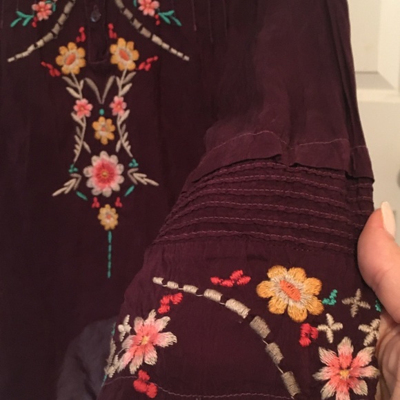 Johnny Was Vintage Purple Tunic blouse multi floral embroidery with buttons S - Picture 6 of 6